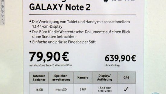 הגלקסי NOTE 2 יעלה 640 יורו?
